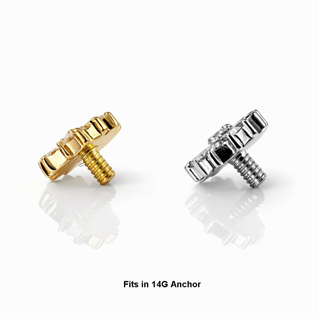 18K Gold Diamond Dermal Piercing Only Top (Fits 14G Anchor)