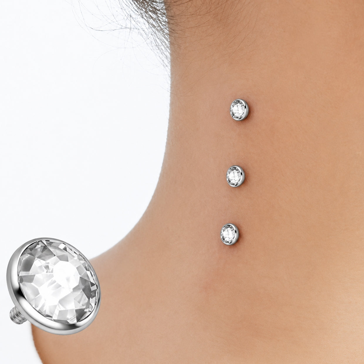 Titanium Dermal Piercing Top – Bezel Set Crystal