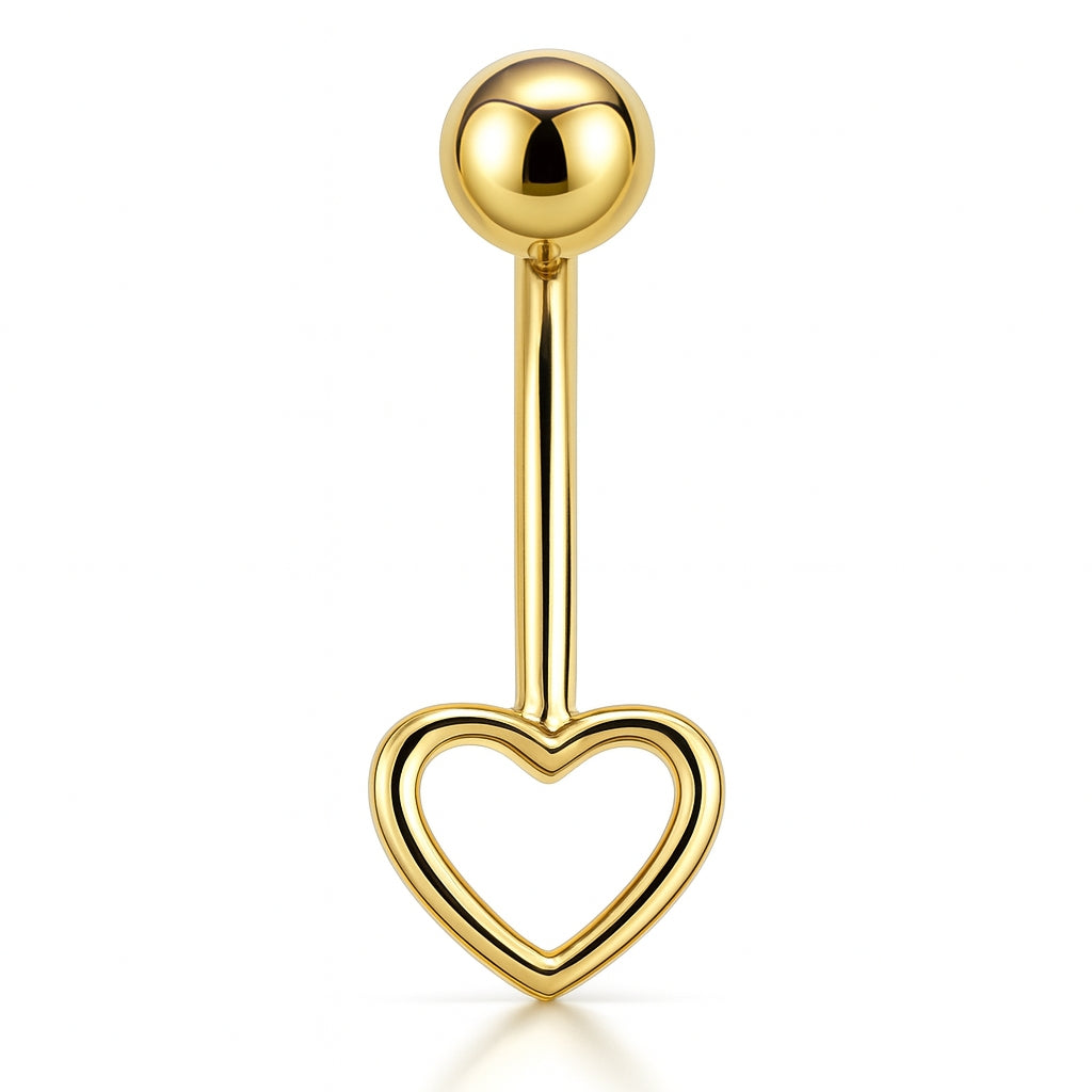 14K Solid Gold Heart Belly Piercing Jewelry – Internal Threaded