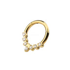Titanium 7 Gem Petal Daith &amp; Septum Piercing Hoop 16G 10MM