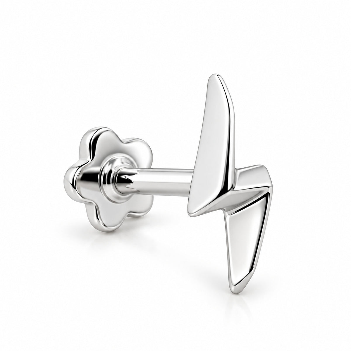 18K Gold Lightning Bolt Piercing Stud