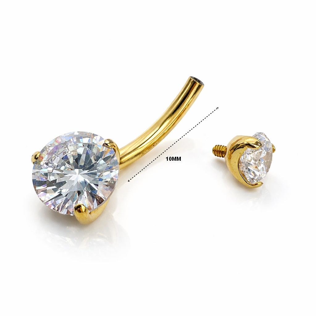 Titanium Belly Piercing – Round Stone Design
