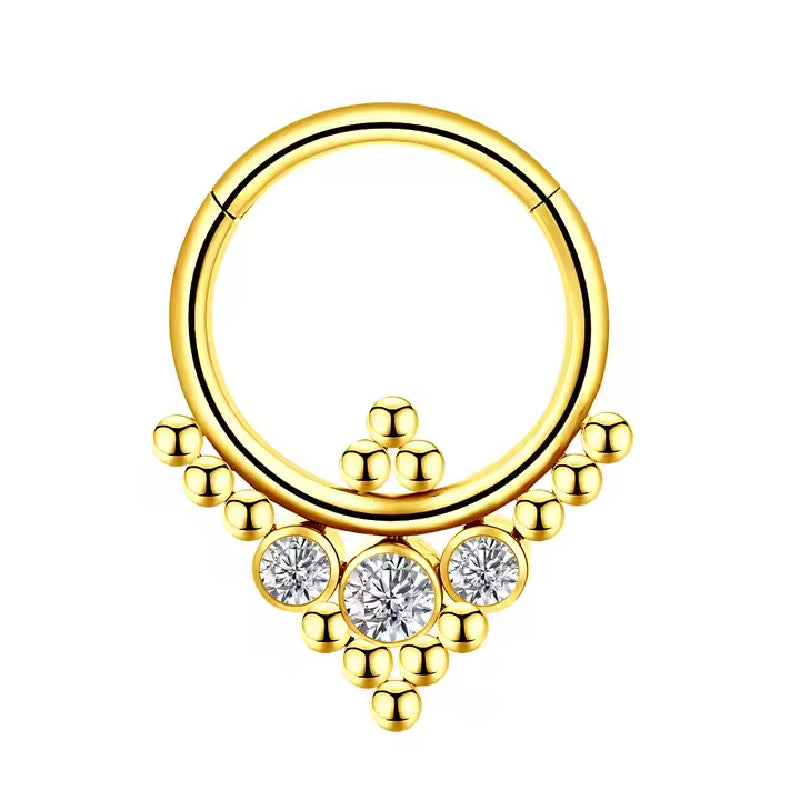 Titanium Queen Crystal Daith &amp; Septum Piercing Hoop 16G 10MM