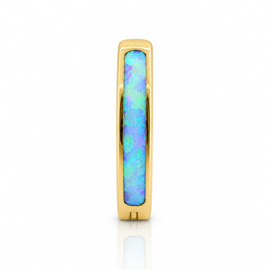 Titanium Click Lock Belly Piercing – Gold Opal Inlay