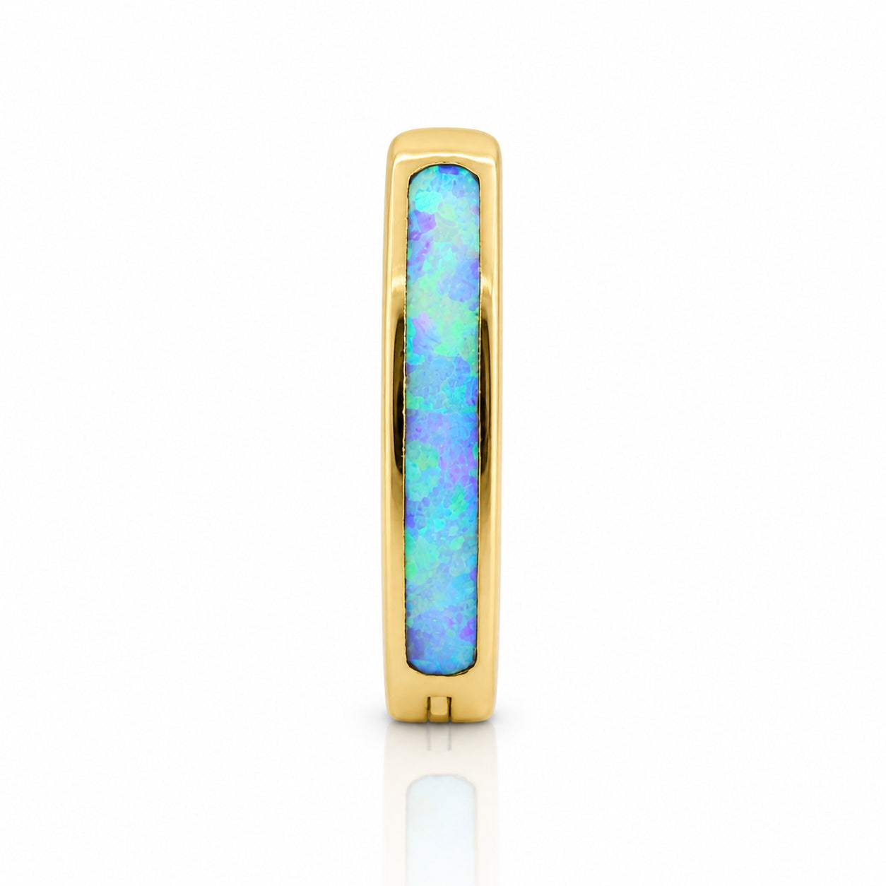 Titanium Click Lock Belly Piercing – Gold Opal Inlay