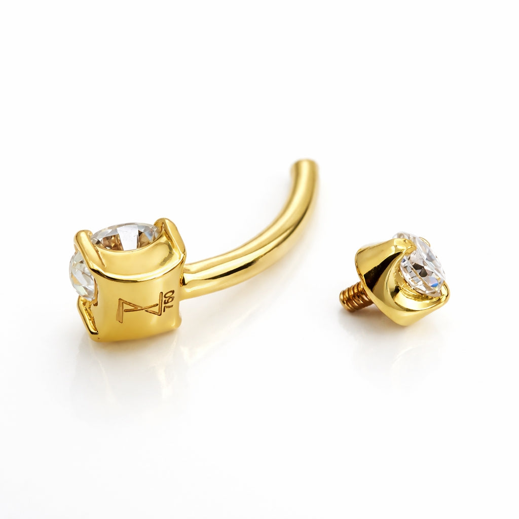 18k Gold Classic Moissanite Belly Barbell