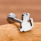 Titanium Internally Threaded Cat Shape Stud