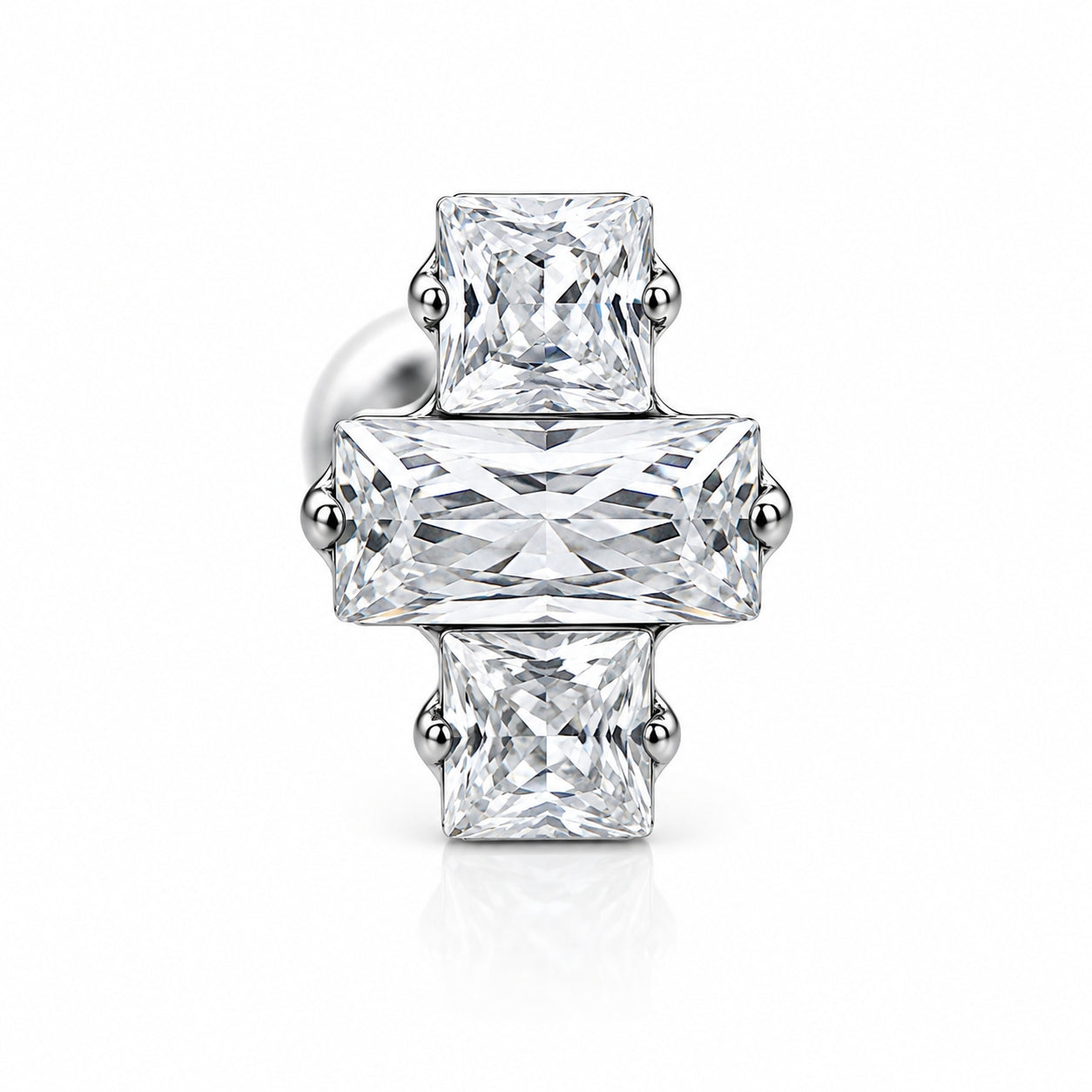 Titanium Geometric Crystal Cross Stud