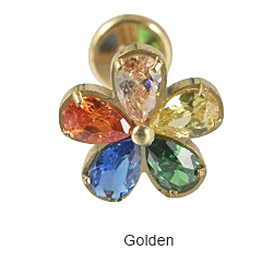 Lab_Flower_01 ASTM F136 Titanium 16G (1.2mm) Internally Threaded Multicolor Flower Stud