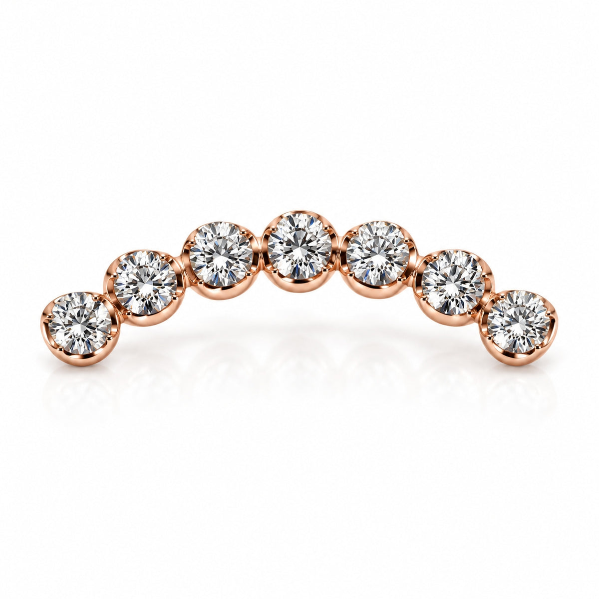18K Gold Seven Round Lab-Grown Diamond Curved Piercing Stud