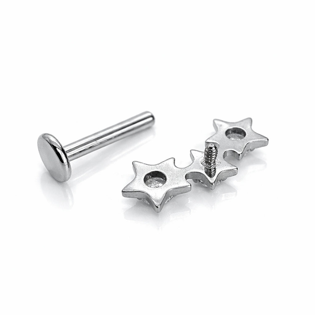 Titanium Triple Star Flat Back Stud