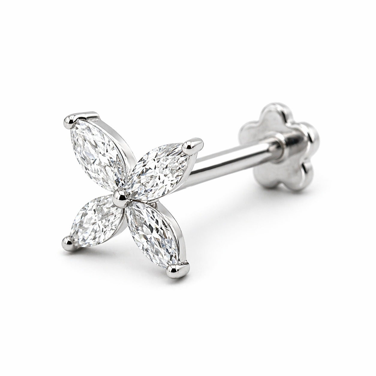 18K Gold Lab Diamond Flat Back Stud