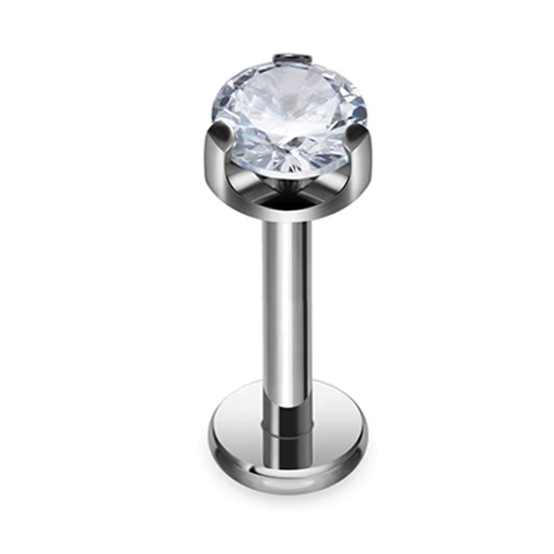 Titanium 16G (1.2MM) Internally Threaded Crystal Labret Stud