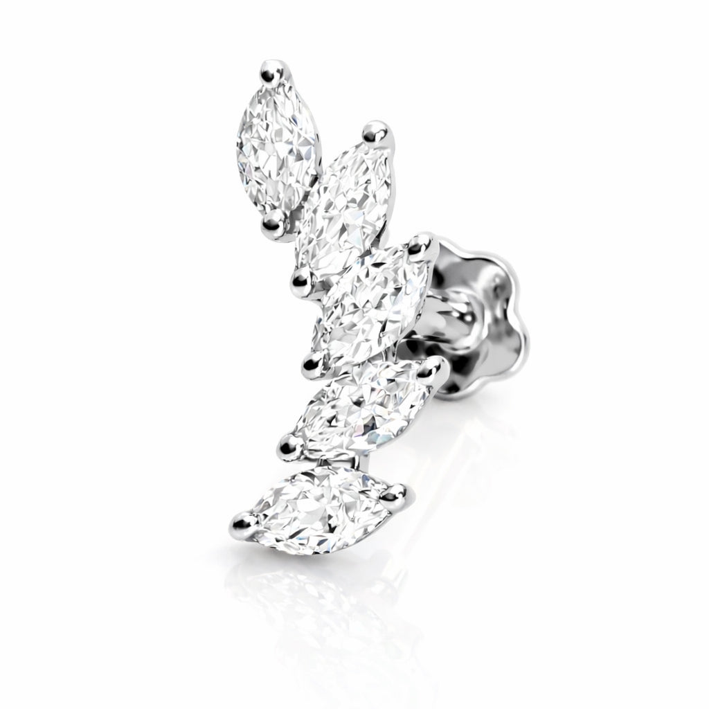 18K Gold Five Marquise Cluster Labret Lab Diamonds