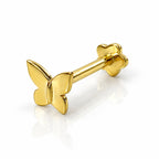 18K Gold Solid Butterfly Ear Piercing Stud