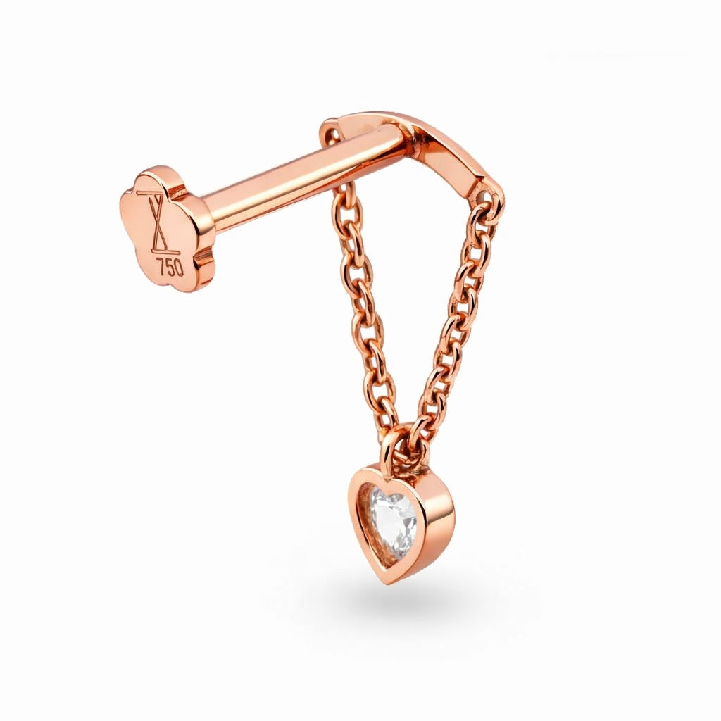 18K Rose Gold Heart-Shaped Hidden Helix Jewelry – Moissanite