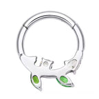 Natural Titanium Leaf Crystal Daith &amp; Septum Piercing Hoop 16G 8MM