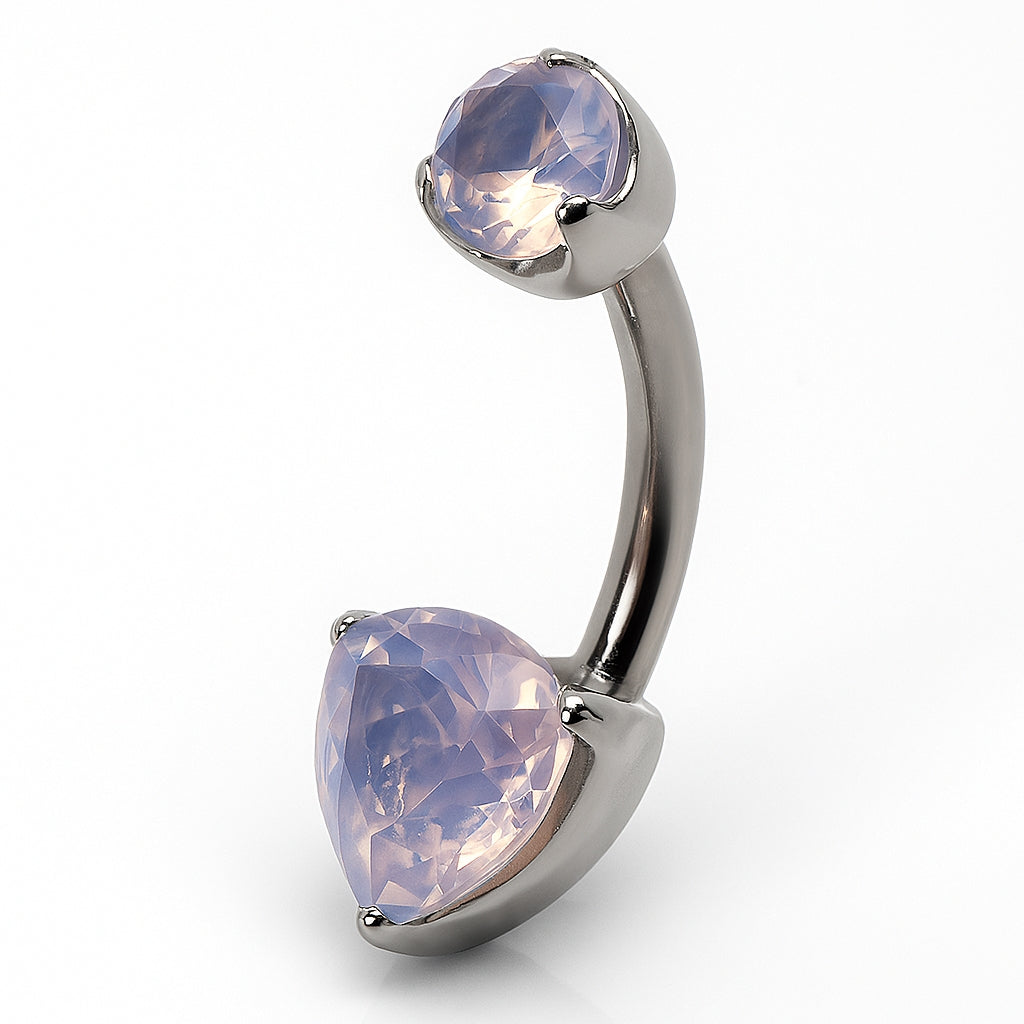 Rose Quartz Trillion Belly Piercing