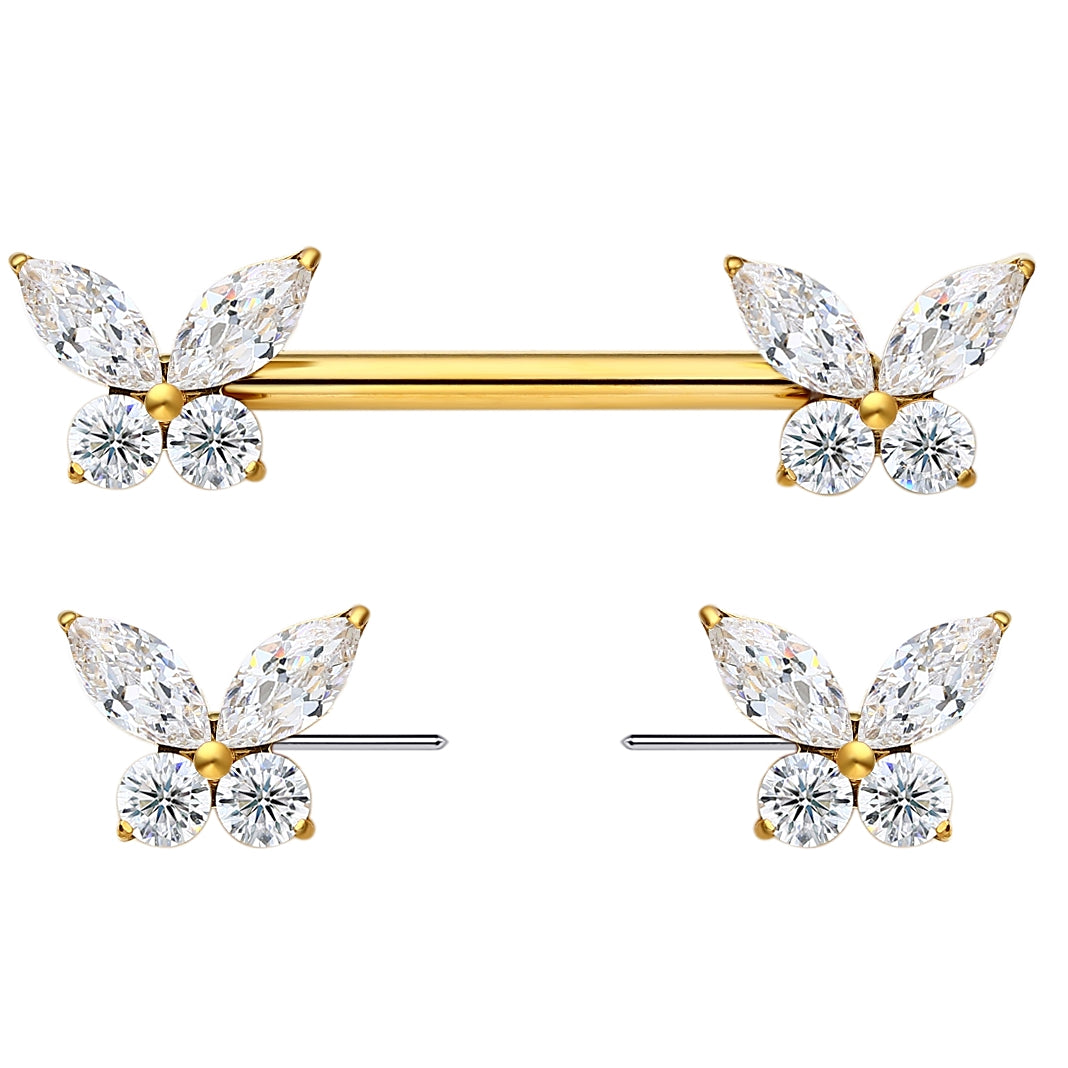 ASTM F136 Titanium Butterfly Nipple Piercing Jewelry