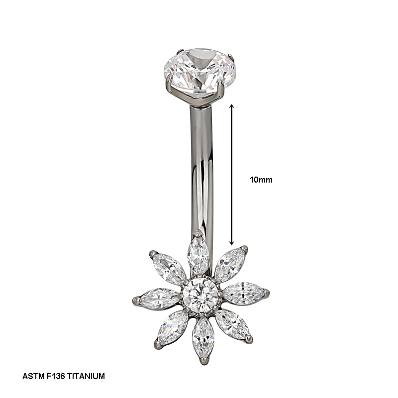 Daisy Blossom CZ Belly Piercing