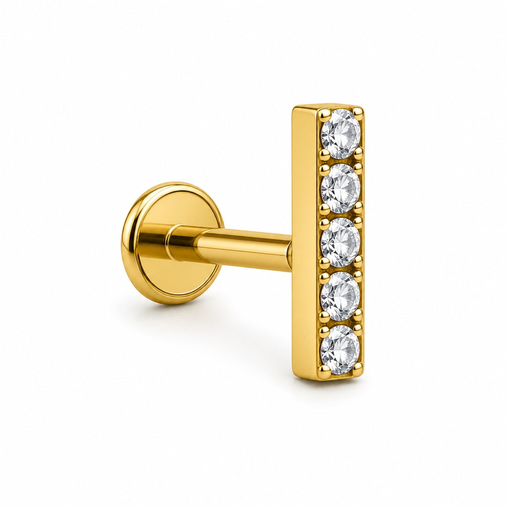 Crystal Bar Titanium Flat Back Stud