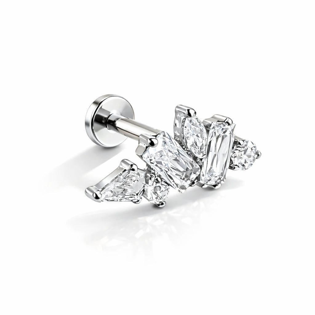 Titanium Baguette Cluster Flat Back Stud
