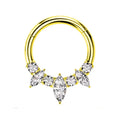 Titanium 7 Gem Crystal Daith &amp; Septum Piercing Hoop 16G 10MM