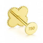 18K Yellow Gold Quatrefoil Diamond Stud – Internally Threaded (Sold Per Piece)