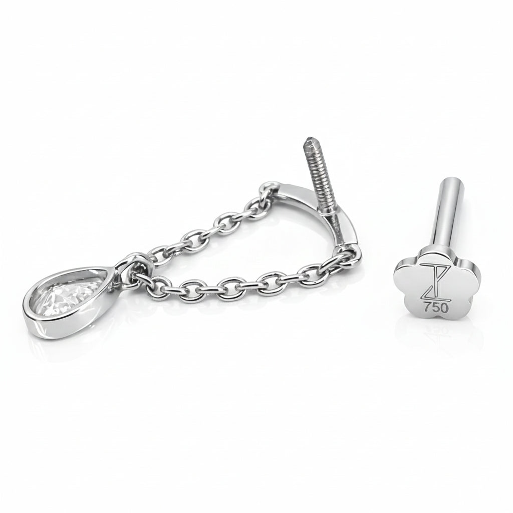 18K White Gold Hidden Helix Pear-Shaped Lab Diamond