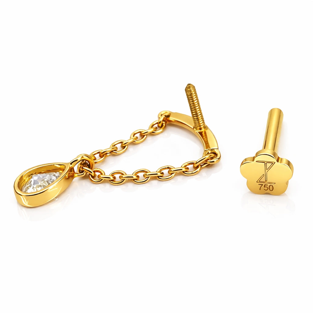18K Yellow Gold Hidden Helix Pear-Shaped Lab Diamond