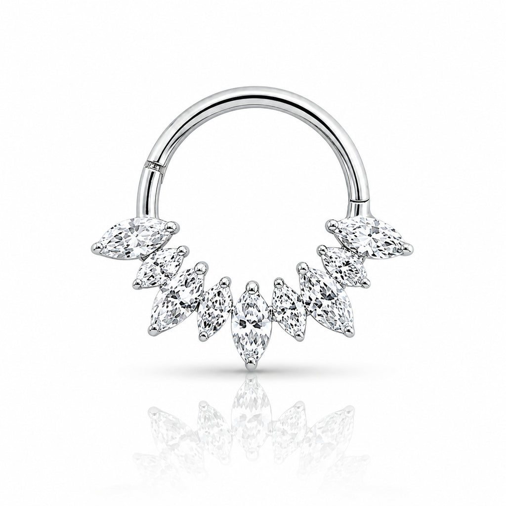 18K Gold Marquise Lab Diamond Daith & Septum Clicker