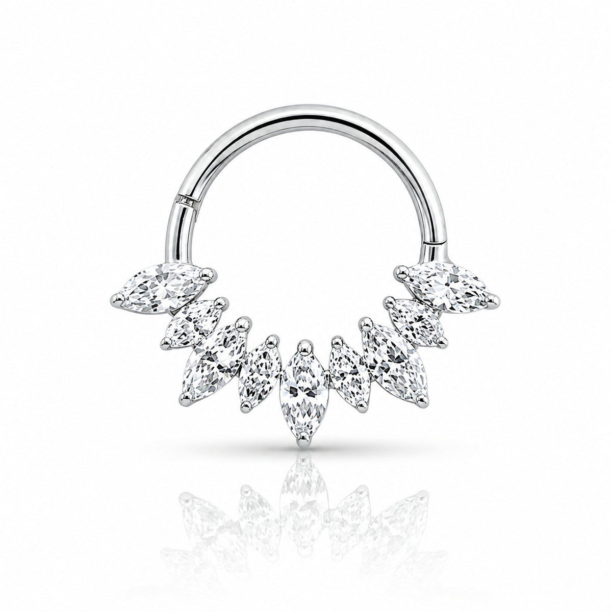 18K Gold Marquise Lab Diamond Daith & Septum Clicker