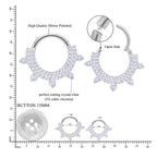 Natural Titanium Multi Crystal Daith &amp; Septum Piercing Hoop 16G 8MM