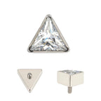 Titanium Internally Threaded Crystal Triangle Labret Stud