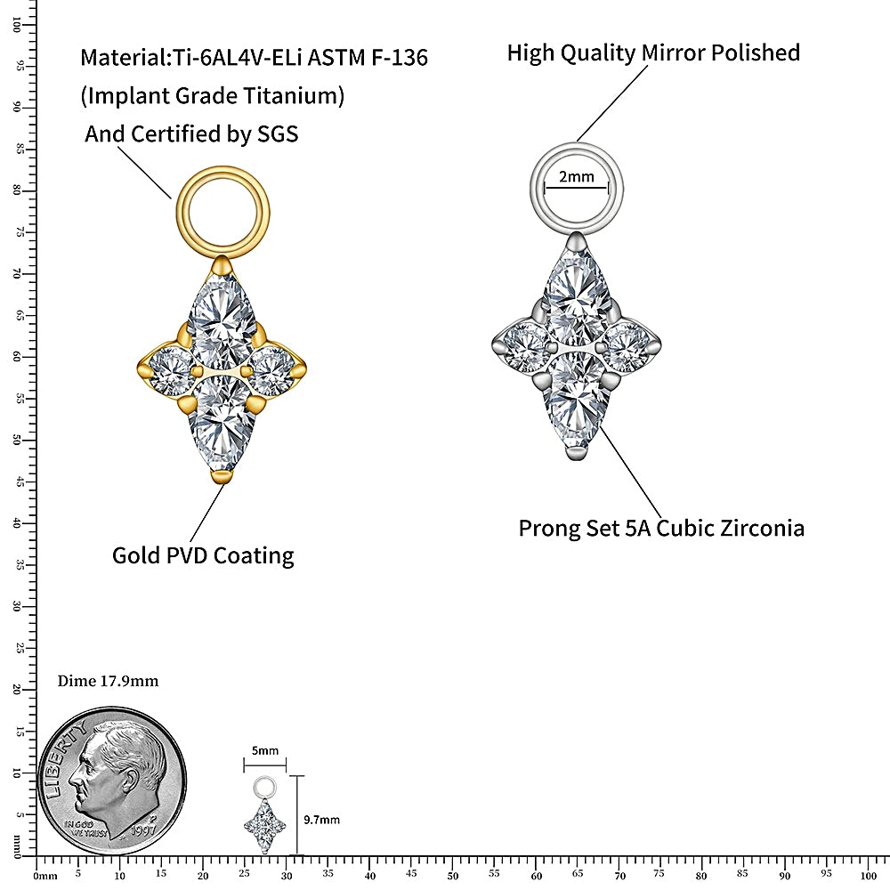 Charm_01 ASTM F136 Titanium Beautifull Piercing Dangling Charms