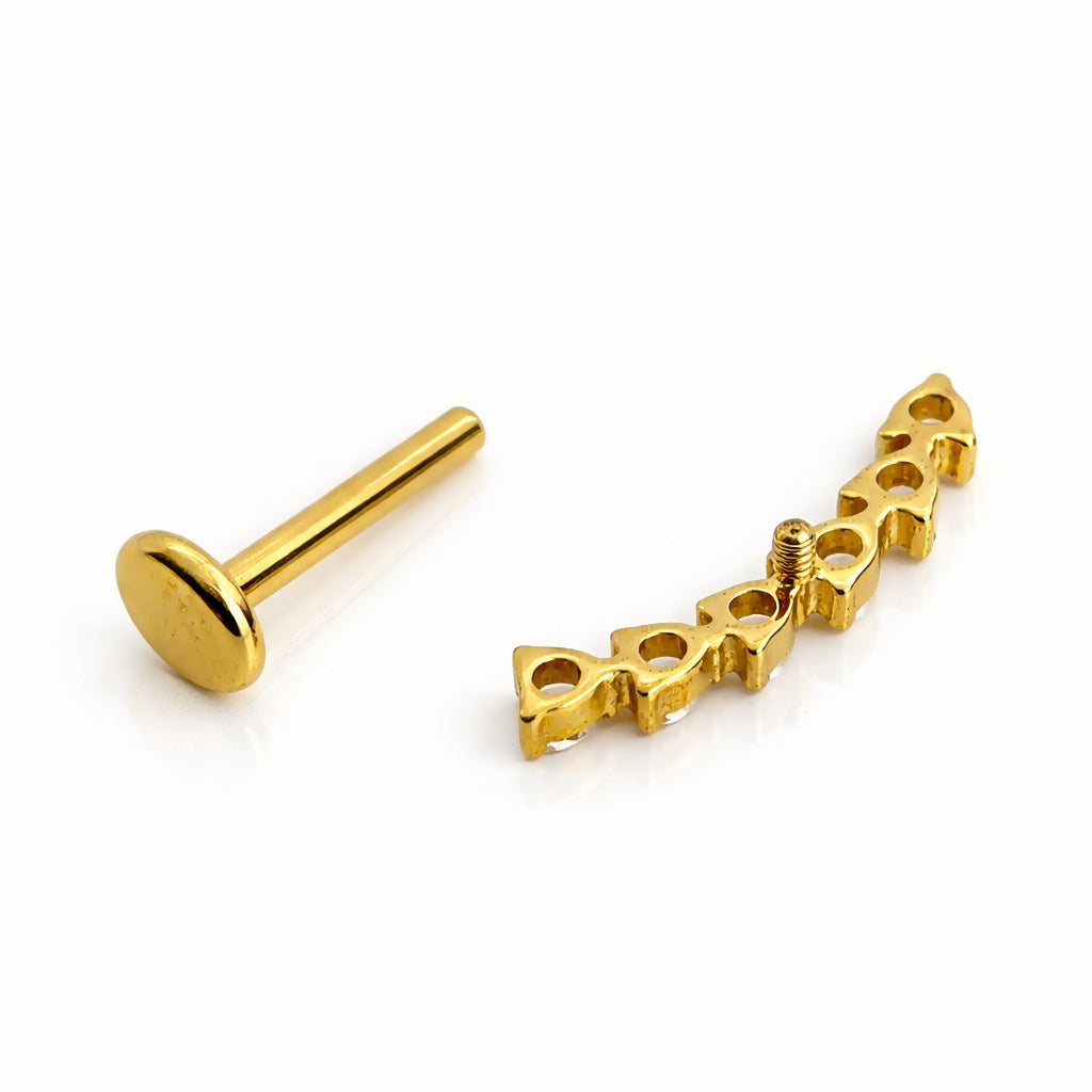 Titanium Heart Cluster Arch Flat Back Stud