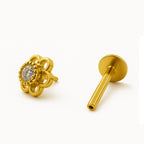 18K Gold Floral Moissanite Stud