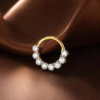 Titanium 8 Crystal Daith &amp; Septum Piercing Hoop 16G 8MM
