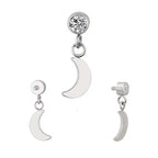 Titanium 16G (1.2mm) Internally Threaded Moon Dangling Piercing Stud