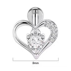Titanium 16G (1.2MM) Internally Threaded Heart Stud