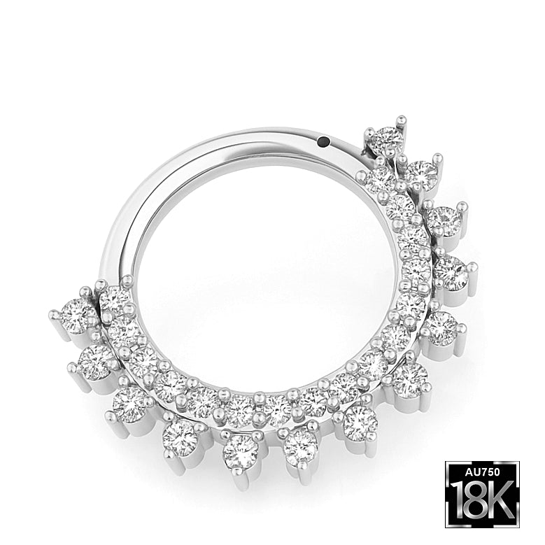 18k Gold Diamond Daith &amp; Septum Piercing Hoop 16G 8MM
