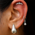 Vertical Helix &amp; Traditional Maharashtrian Bugadi Piercing — 5 CZ Cluster