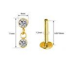 Lab_Dangling_04 ASTM F136 Titanium 16G (1.2mm) Internally Threaded Dangling Piercing Stud