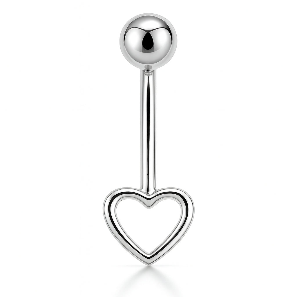 14K Solid Gold Heart Belly Piercing Jewelry – Internal Threaded