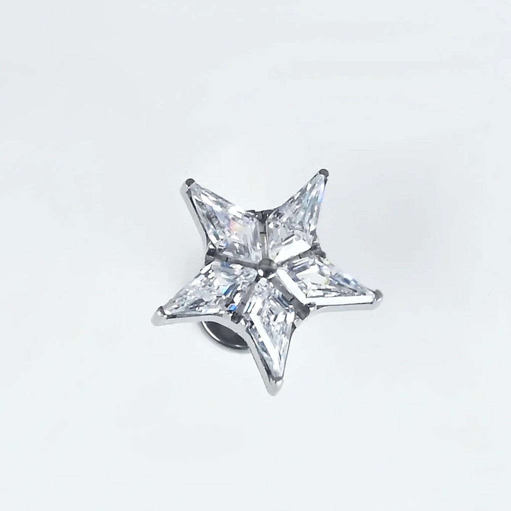 LAB_Star_05 ASTM F136 Titanium 16G (1.2MM) Internally Threaded Crystal Star Piercing Stud
