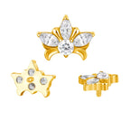 Titanium Internally Threaded Crystal Petal Labret Stud