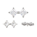 Titanium 16G (1.2MM) Internally Threaded Diamond Crystal Piercing Stud