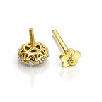 Illusion Flower – 18K Gold Moissanite Flat-Back Stud