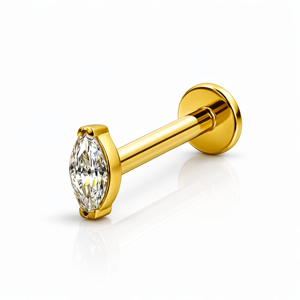 Titanium Marquise Crystal Flat Back Piercing Jewelry
