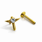 Titanium Angel Wing CZ Stud – Internally Threaded (16G)